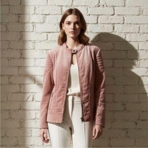 Westport 1962 Coat Rose Blush Pink Velvet Moto Jacket Zip Up Lined 2X Feminine